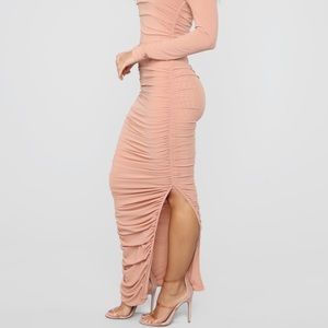 Fashion Nova Ruched Bodycon Maxi Dress